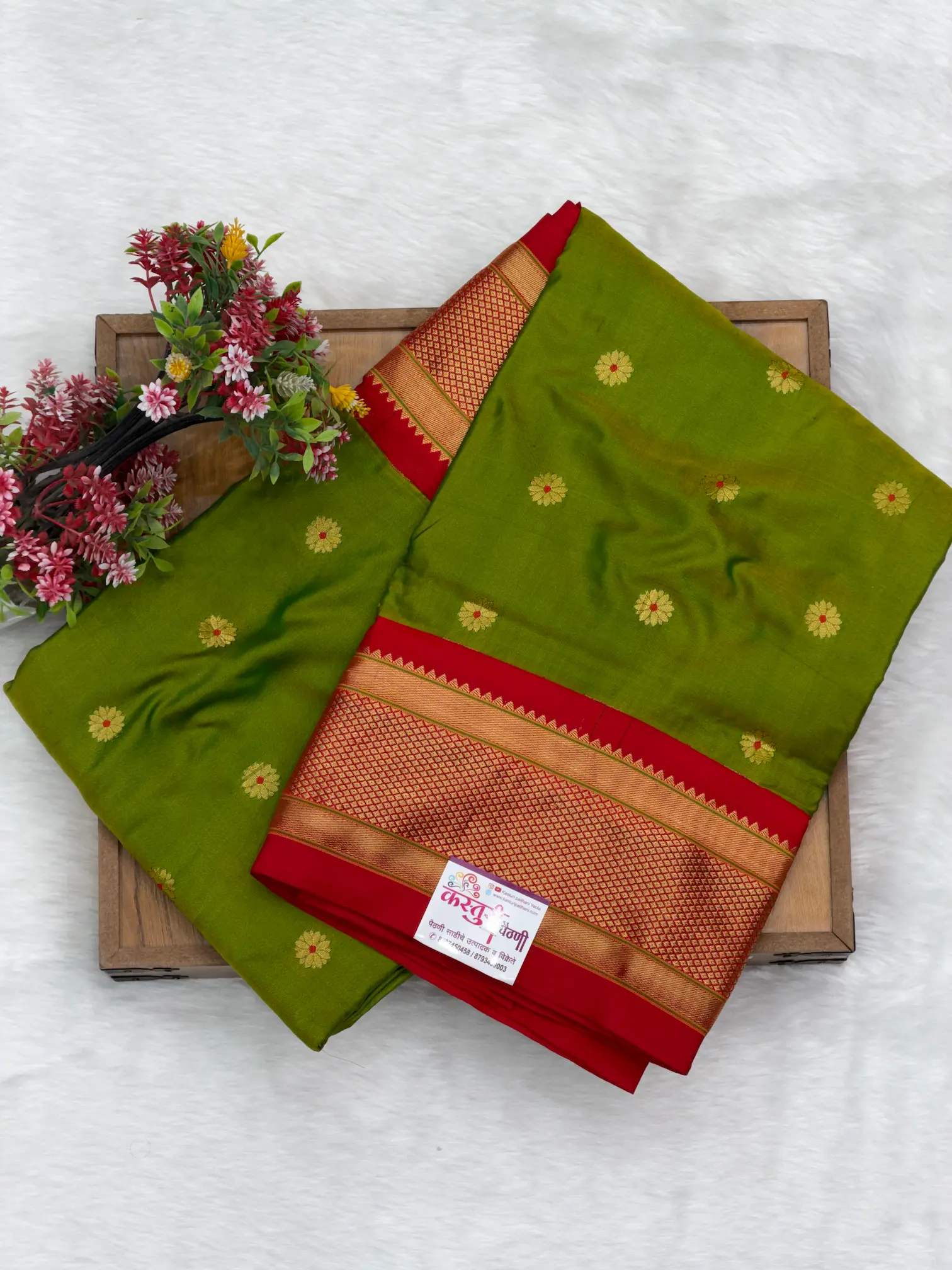 Pure Silk Maharani Paithani Mehendi H01
