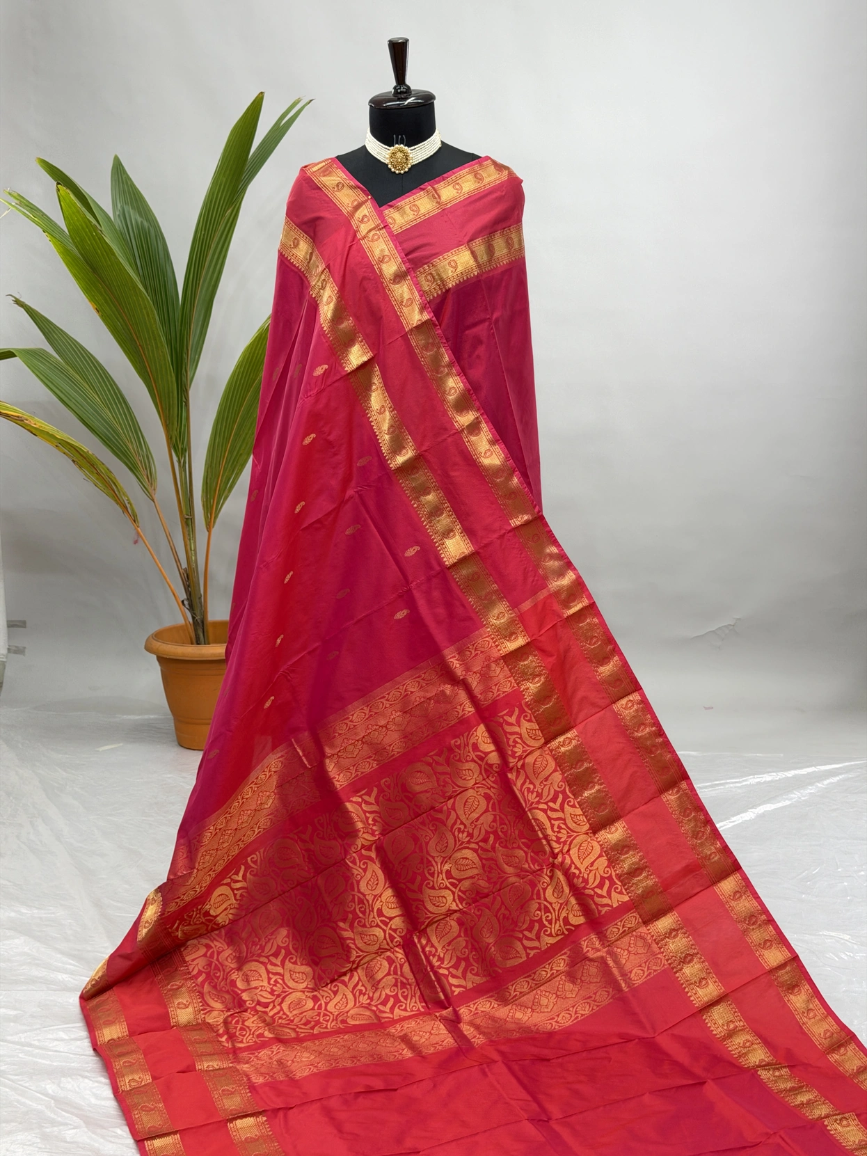Pure Silk Kanjivaram Paithani Red Pink T11