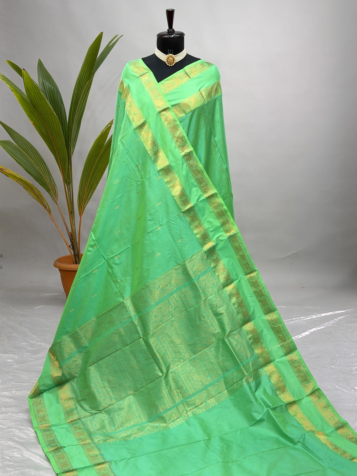 Pure Silk Kanjivaram Paithani Pista T11