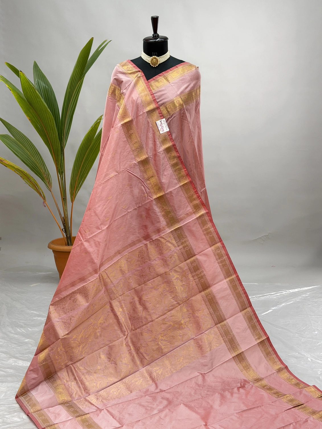 Pure Silk Kanjivaram Paithani Onion Pink T11