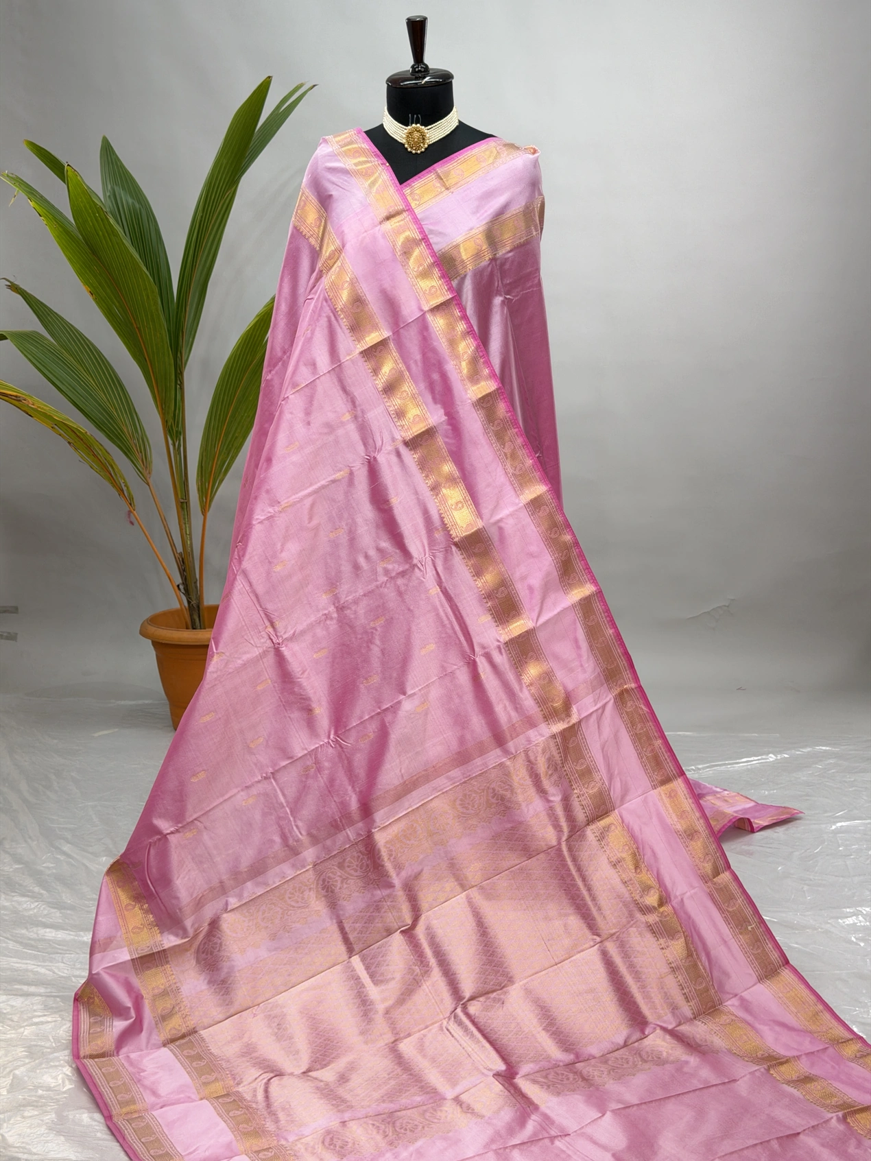 Pure Silk Kanjivaram Paithani Baby Pink T11