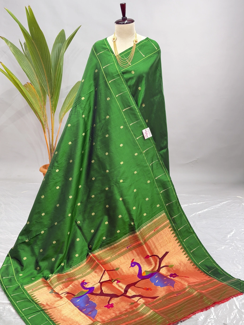 Muniya Paithani Pure Silk Handloom, Green Colour  N10