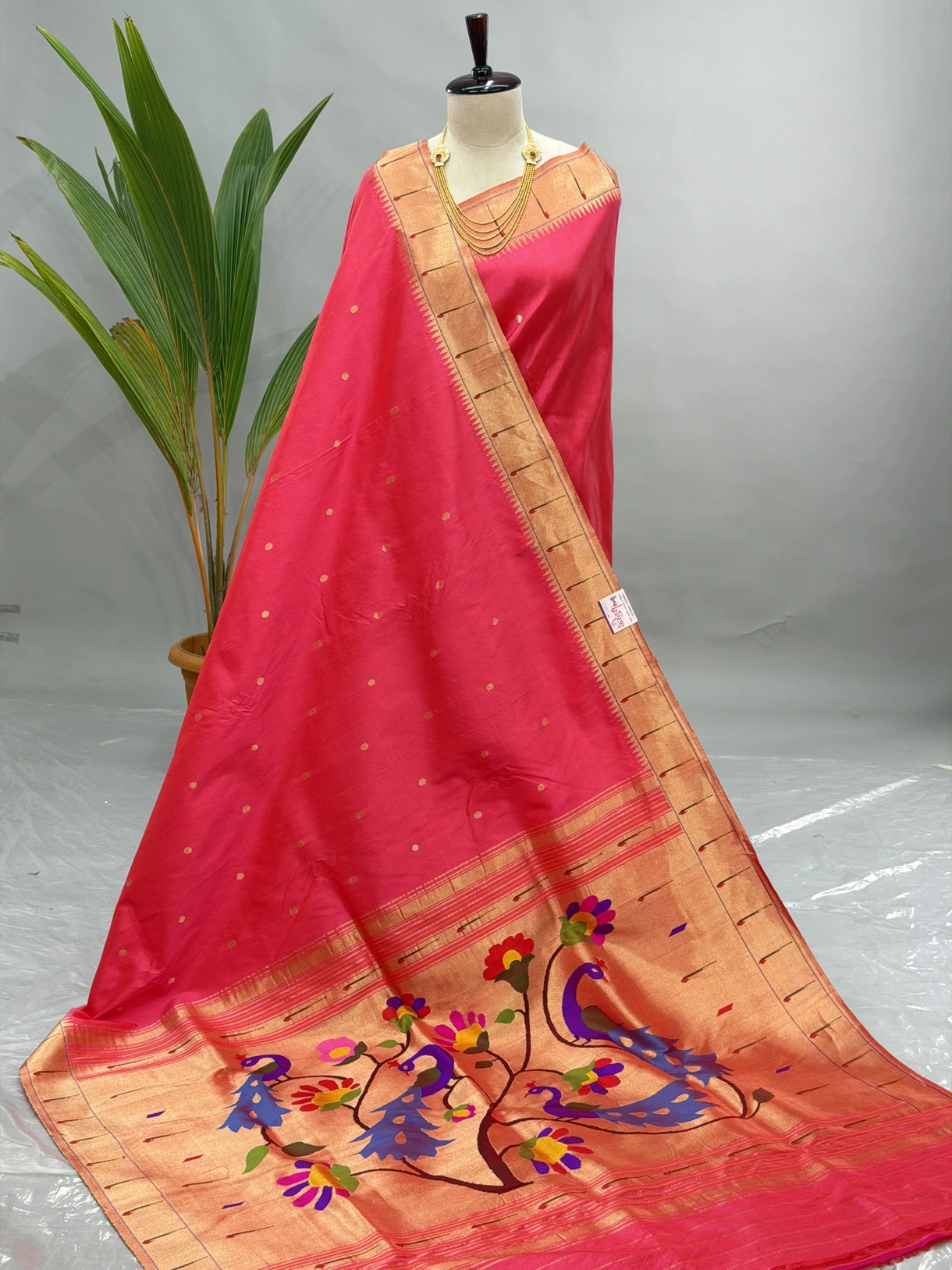 Muniya Paithani Pure Silk Handloom, Aboli Pink  Colour N10