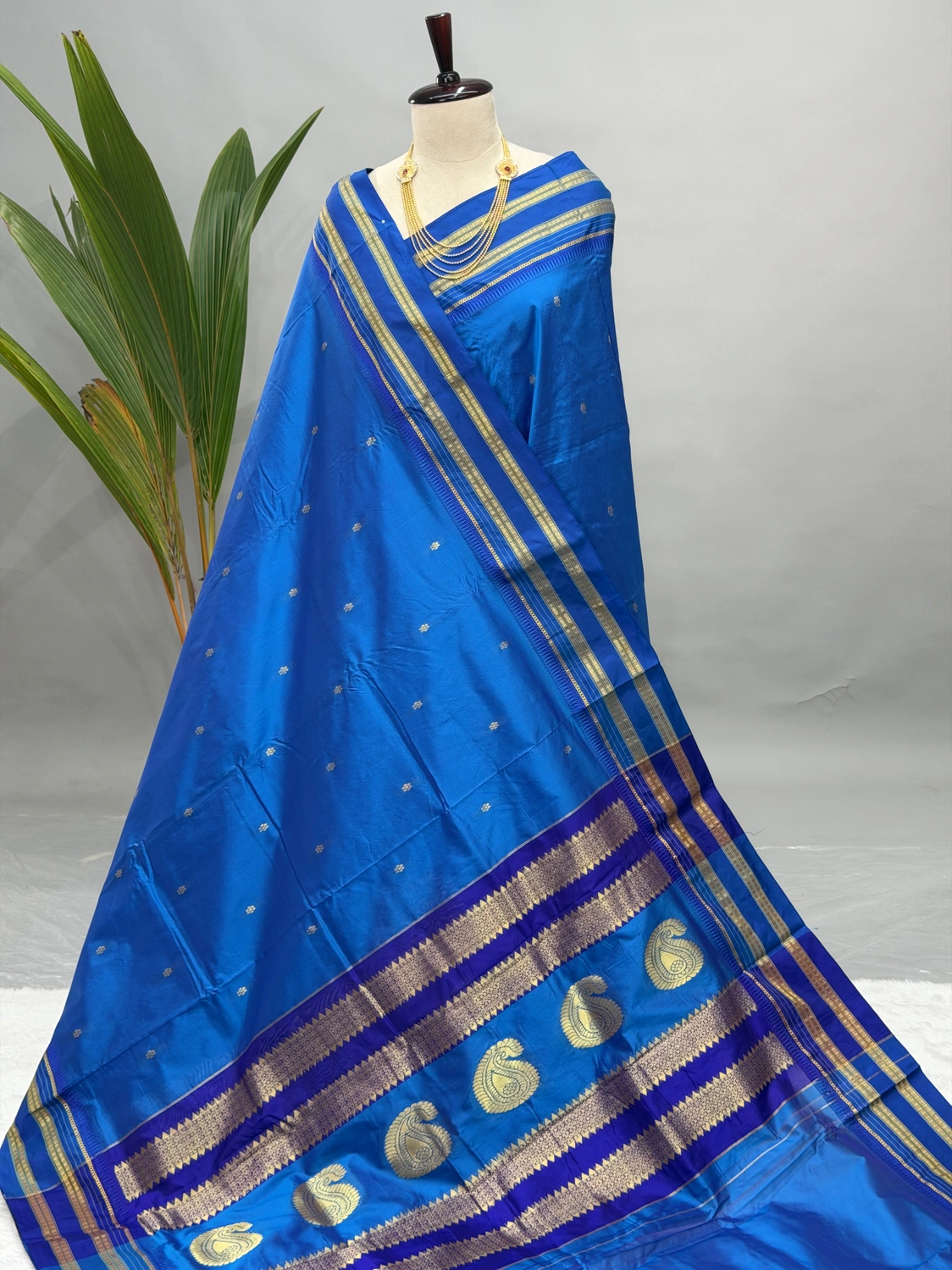 Pure Silk Narayanpeth Chintamani Blue G10
