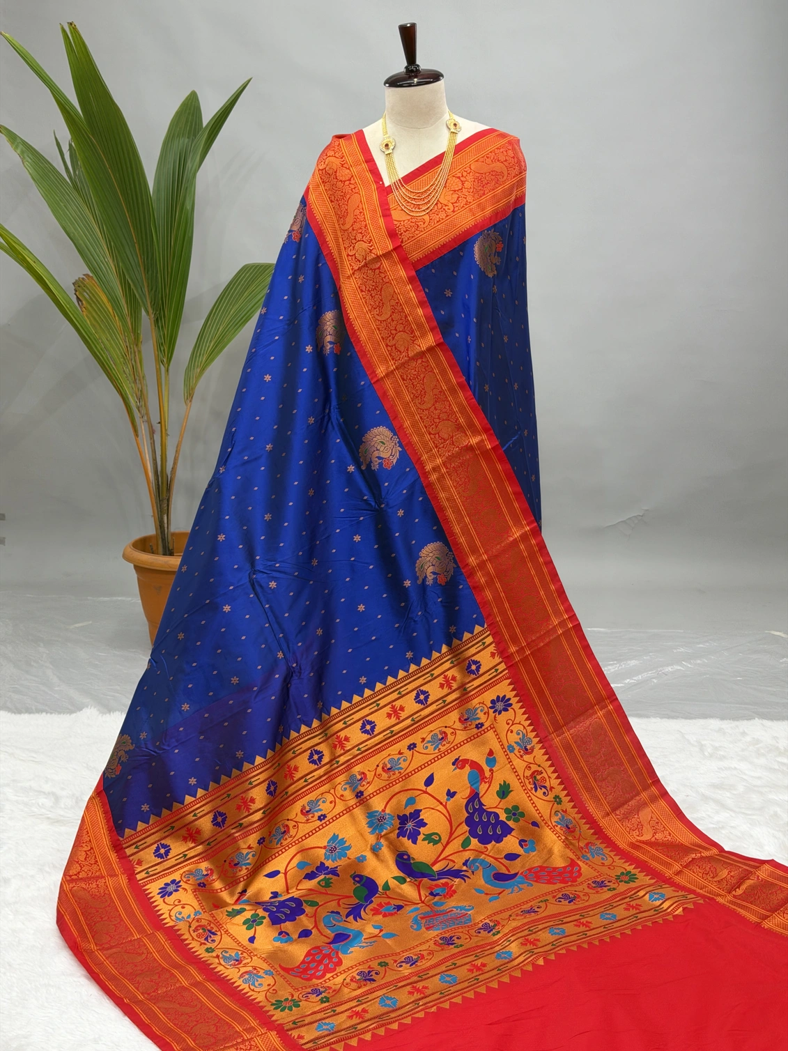 Semi Silk Maharani Paithani Royal Blue N13
