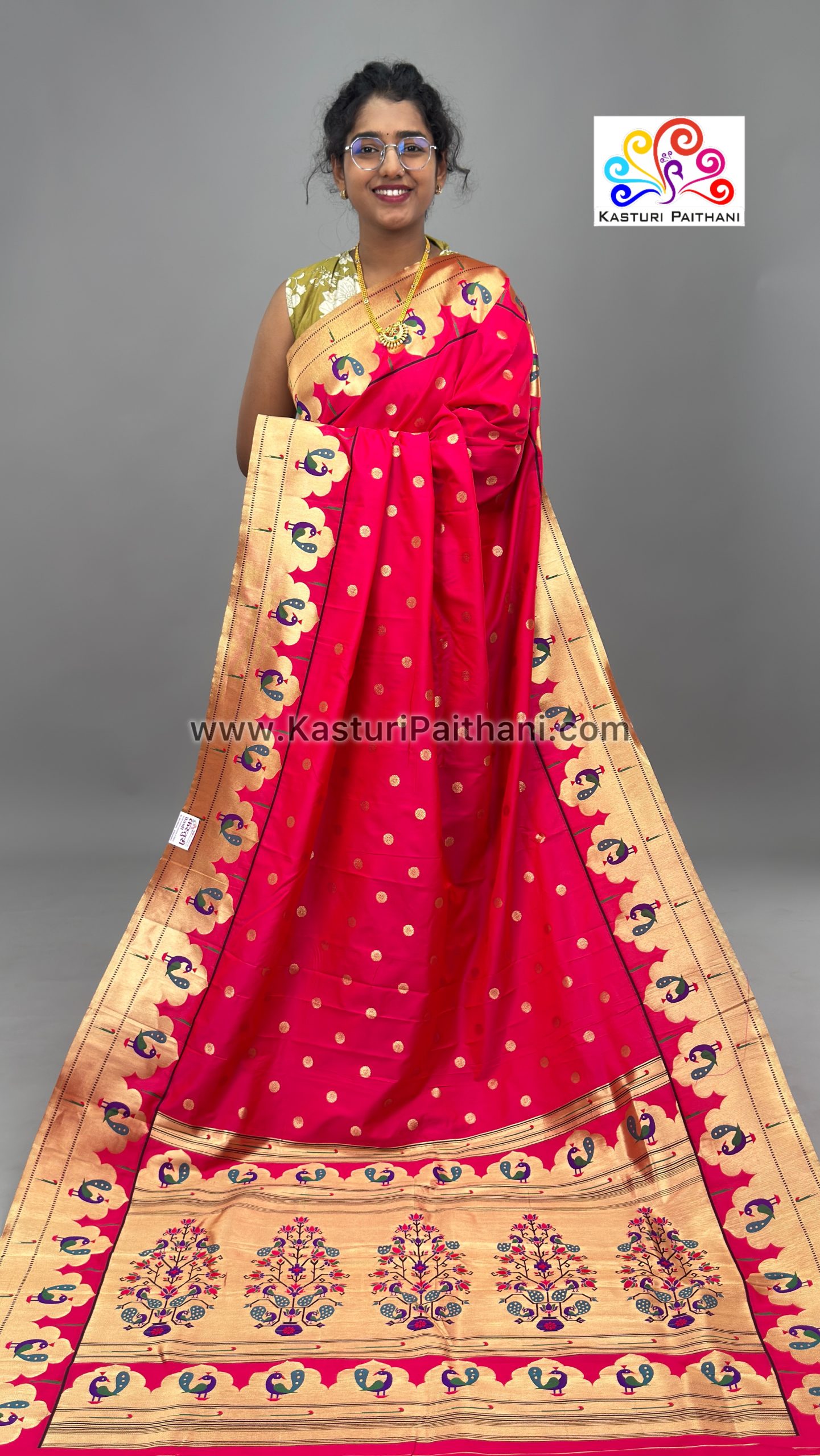 Temple Peacok Brocade Pink Colour