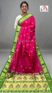 Pure Silk Kadiyal Paithani Gajari Pink 16