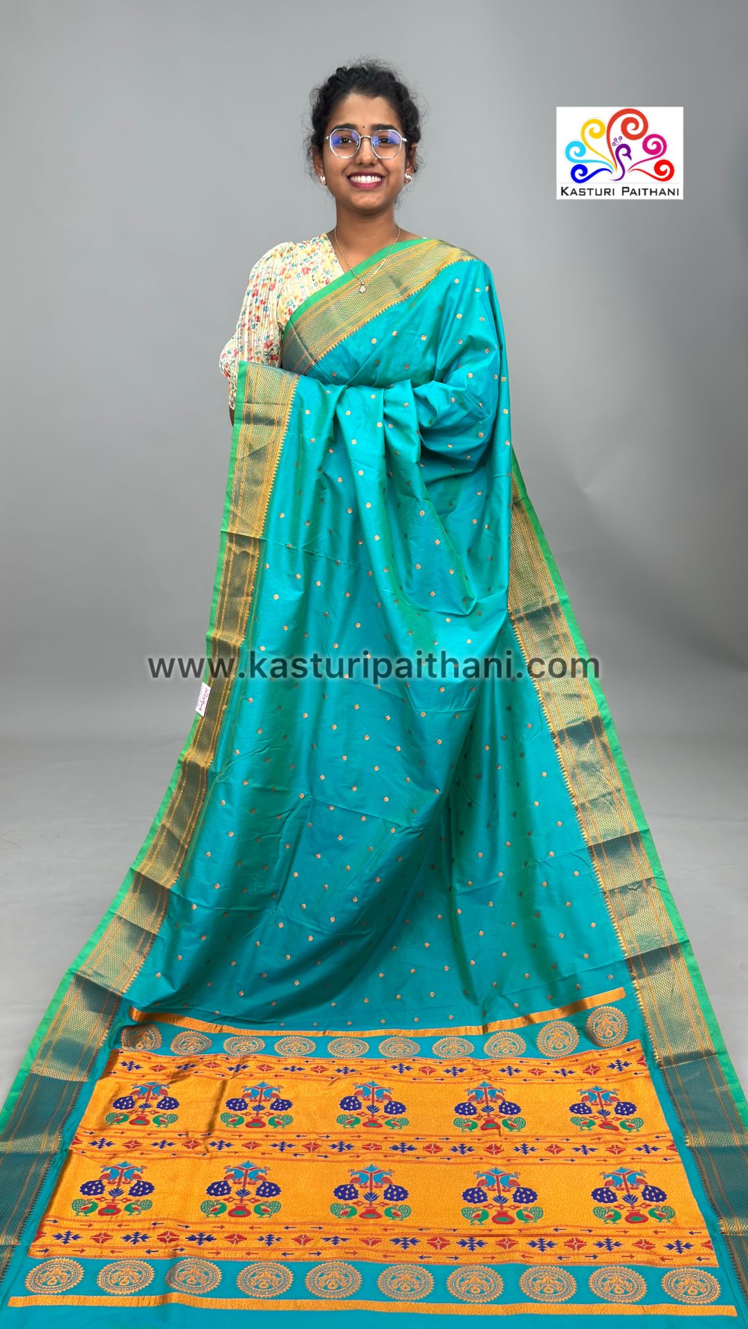 Kalanjali Paithani Blue Colour
