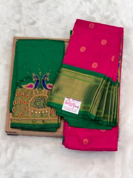 Kalanjali Paithani With Handloom Aariwork Blouse T10