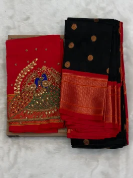 Kalanjali Paithani With Handloom Aariwork Blouse