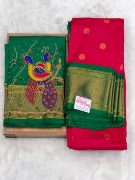 Kalanjali Paithani With Handloom Aariwork Blouse T10