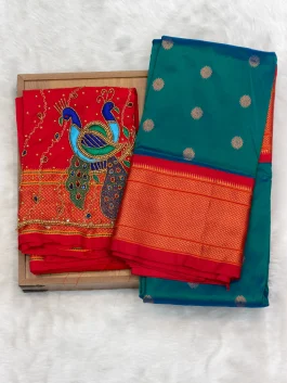Kalanjali Paithani with Handloom Aariwork Blouse T10