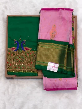 Kalanjali Paithani With Handloom Aariwork Blouse T10