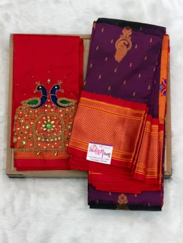 Kalanjali Paithani With Handloom Aariwork Blouse T10