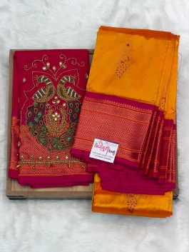 Kalanjali Paithani With Handloom Aariwork Blouse T10