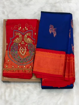 Kalanjali Paithani With Handloom Aariwork Blouse T10