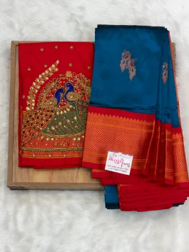 Kalanjali Paithani With Handloom Aariwork Blouse T10