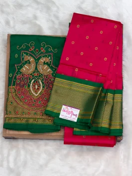 Kalanjali Paithani With Handloom Aariwork Blouse T10