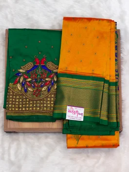Kalanjali Paithani With Handloom Aariwork Blouse T10