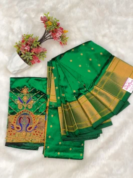 Kalanjali Paithani With Handwork Aariwork Blouse T10