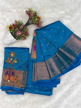 Kalanjali Paithani With Handwork Aariwork Blouse T10