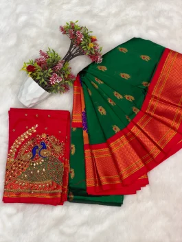 Kalanjali Paithani With Handwork Aariwork Blouse T10