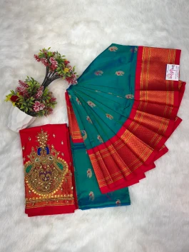 Kalanjali Paithani With Handwork Aariwork Blouse T10