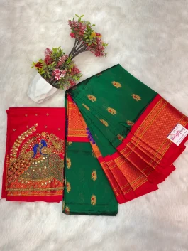 Kalanjali Paithani With Handwork Aariwork Blouse T10