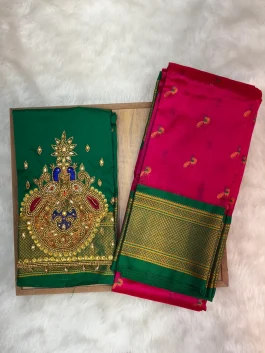 Kalanjali Paithani With Handloom Aariwork Blouse T10