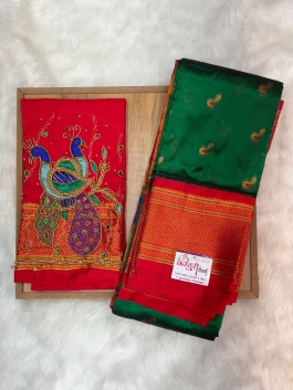 Kalanjali Paithani With Handloom Aariwork Blouse T10