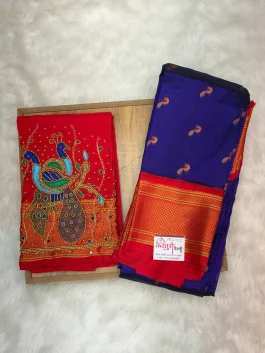 Kalanjali Paithani With Handloom Aariwork Blouse T10