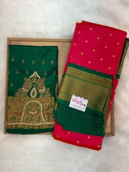 Kalanjali Paithani With Handloom Aariwork Blouse T10