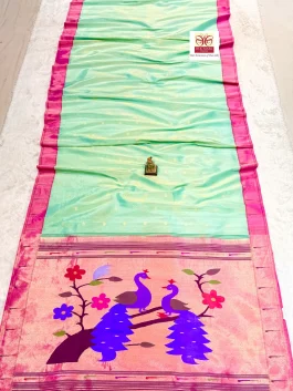 Pure Silk Handloom Tissue Muniya Paithani B10