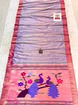 Pure Silk Handloom Tissue Muniya Paithani B10
