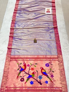 Pure Silk Handloom Tissue Muniya Paithani B10