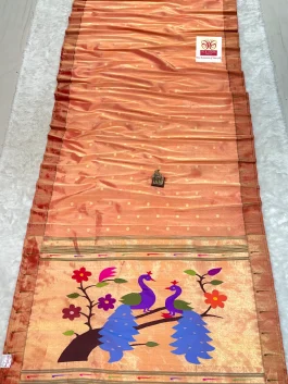 Pure Silk Handloom Tissue Muniya Paithani B10