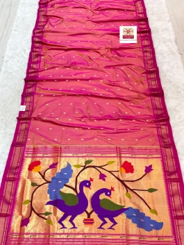 Pure Silk Big Peacock Pallu Handloom Yeola Paithani D10