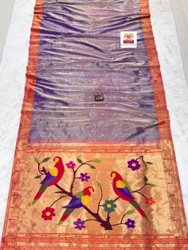 Pure Silk Handloom Tissue Muniya Paithani B10