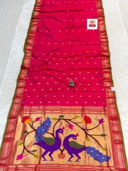 Pure Silk Big Peacock Pallu Handloom Yeola Paithani D10