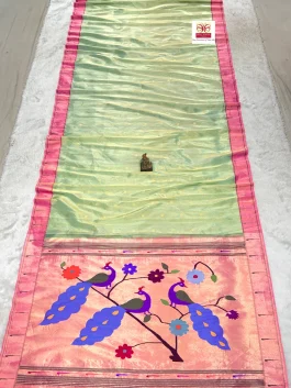 Pure Silk Handloom Tissue Muniya Paithani B10
