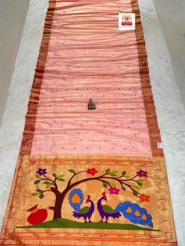Pure Silk Handloom Tissue Muniya Paithani B10