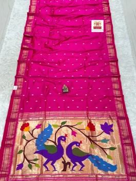 Pure Silk Big Peacock Pallu Handloom Yeola Paithani D10