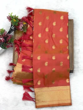 Kaju Maharani Aboli Orange Paithani R11