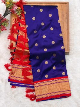 Kasturi Maharani Jambhala Blue Paithani S11
