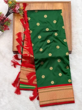 Kasturi Maharani Green Paithani S11