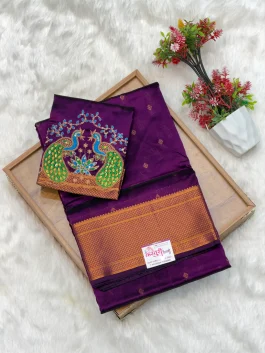 Sanjana Aariwork Wine Saree Q11