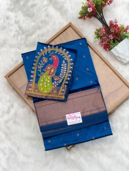 Sanjana Aariwork Blue Saree Q11