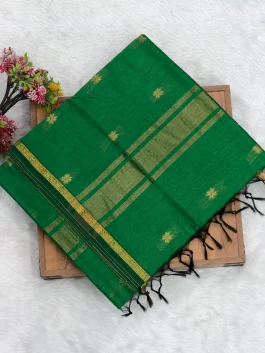 Maheshwari Cotton Saree Green U11