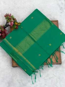 Maheshwari Cotton Parrot Green Saree Y11