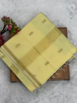 Maheshwari Cotton Faint Yellow Saree U11